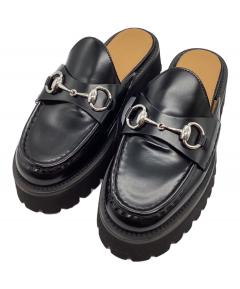 中古・古着通販】GUCCI (グッチ) エナメルヒールサンダル ブラック
