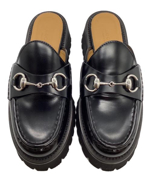 GUCCI（グッチ）GUCCI (グッチ) ホースビットレザーミュール ブラック サイズ:35の古着・服飾アイテム
