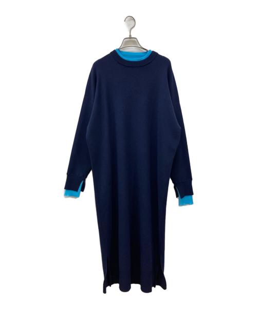 yuw（ユウ）yuw (ユウ) バイカラーニットワンピース ネイビー サイズ:Free 未使用品の古着・服飾アイテム