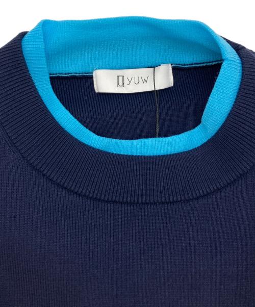 yuw（ユウ）yuw (ユウ) バイカラーニットワンピース ネイビー サイズ:Free 未使用品の古着・服飾アイテム