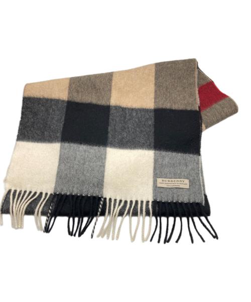 BURBERRY LONDON（バーバリーロンドン）BURBERRY LONDON (バーバリーロンドン) メガチェックカシミヤマフラー ベージュの古着・服飾アイテム