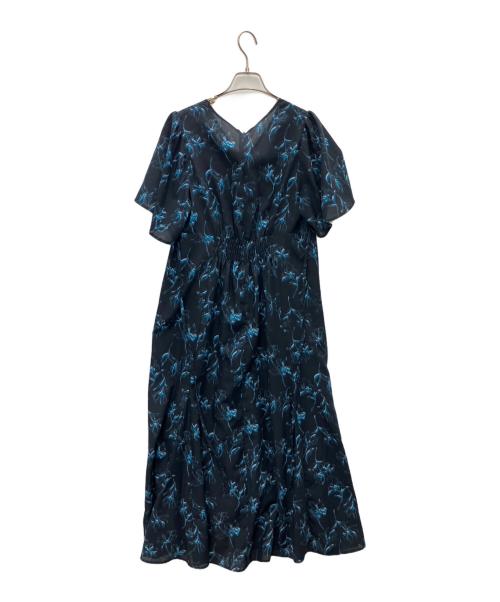 stola.（ストラ）stola. (ストラ) 線画花柄プリントワンピース ネイビー サイズ:SIZE38の古着・服飾アイテム