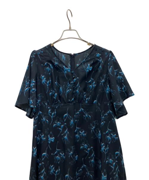 stola.（ストラ）stola. (ストラ) 線画花柄プリントワンピース ネイビー サイズ:SIZE38の古着・服飾アイテム