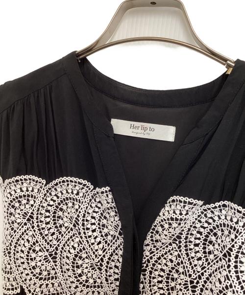 HER LIP TO（ハーリップトゥ）HER LIP TO (ハーリップトゥ) Scala Lace-Trimmed Dress ブラック サイズ:Mの古着・服飾アイテム