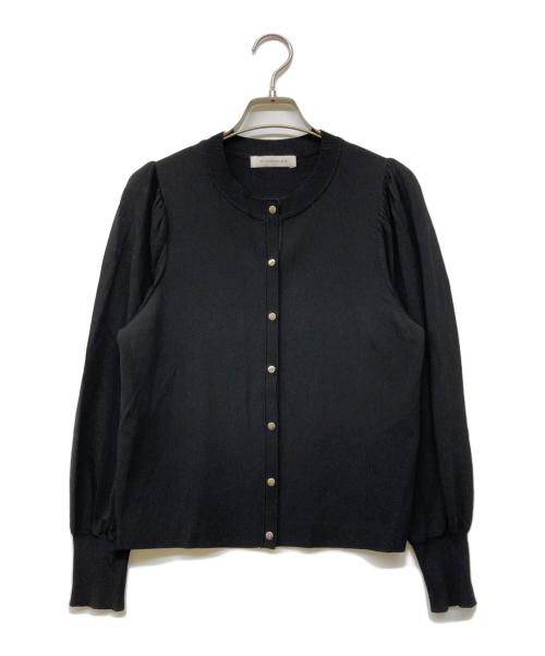 M-PREMIER（エムプルミエ）M-PREMIER (エムプルミエ) ドットボタンギャザースリーブカーディガン ブラック サイズ:38の古着・服飾アイテム