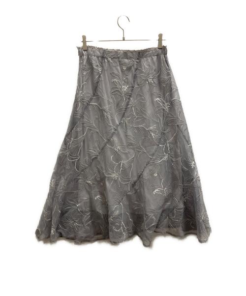 stola.（ストラ）stola. (ストラ) コード刺繍スカート グレー サイズ:40の古着・服飾アイテム