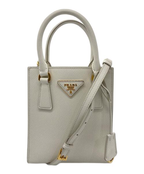 PRADA（プラダ）PRADA (プラダ) SAFFIANO LUX　2WAYショルダーバッグ ホワイトの古着・服飾アイテム