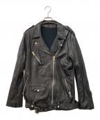 sisiiシシ）の古着「カウレザーダブルライダースジャケット」｜ブラック