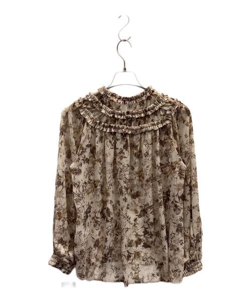 heliopole（エリオポール）heliopole (エリオポール) DEVEAUX CHIFFON FRILL BLOUSE ベージュ サイズ:38 未使用品の古着・服飾アイテム