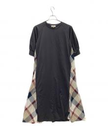 CB CRESTBRIDGE（シービークレストブリッジ）の古着「サイドチェックワンピース」｜ブラック