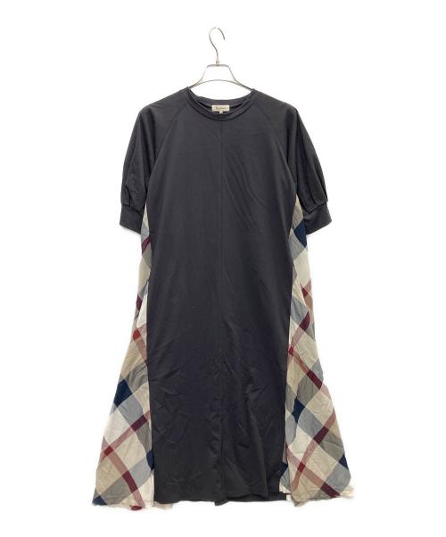 CB CRESTBRIDGE（シービークレストブリッジ）CB CRESTBRIDGE (シービークレストブリッジ) サイドチェックワンピース ブラック サイズ:Mの古着・服飾アイテム