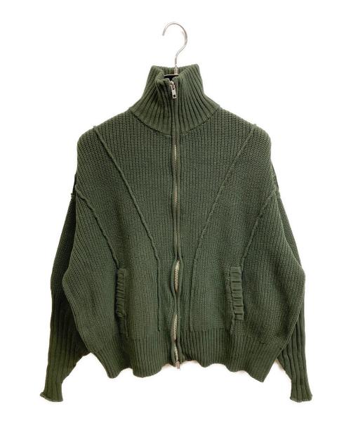 VIAVANDA（ヴィアヴァンダ）VIAVANDA (ヴィアヴァンダ) ダブルジップニットカーディガン グリーン サイズ:FREEの古着・服飾アイテム