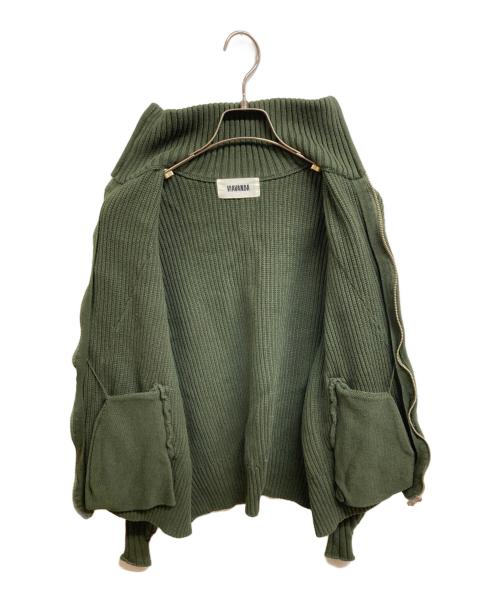 VIAVANDA（ヴィアヴァンダ）VIAVANDA (ヴィアヴァンダ) ダブルジップニットカーディガン グリーン サイズ:FREEの古着・服飾アイテム