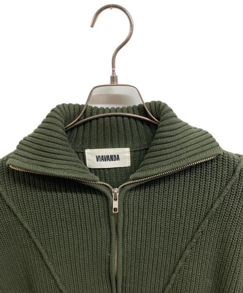VIAVANDA（ヴィアヴァンダ）VIAVANDA (ヴィアヴァンダ) ダブルジップニットカーディガン グリーン サイズ:FREEの古着・服飾アイテム
