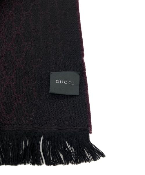 GUCCI（グッチ）GUCCI (グッチ) GG柄ウールシルクストール ボルドー×ブラックの古着・服飾アイテム