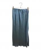 Nobleノーブル）の古着「ナローAラインサテンスカート」｜ブルー