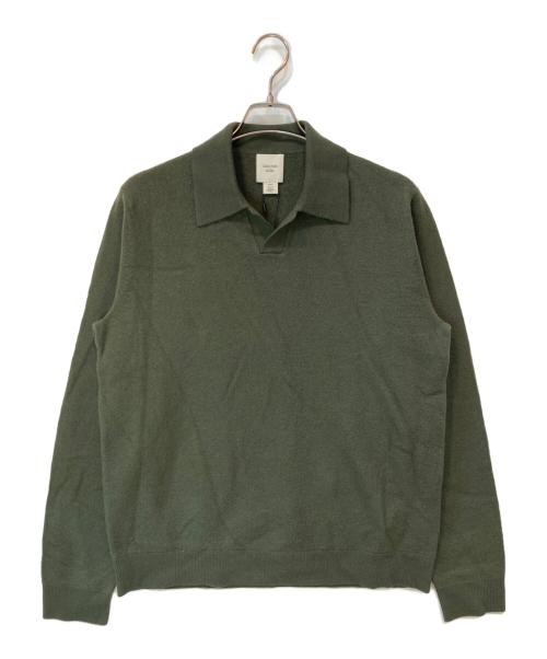 Calvin Klein Studio（カルバンクラインスタジオ）Calvin Klein Studio (カルバンクラインスタジオ) Ls Boiled Wool Polo(ロングスリーブボイルドウールポロ)ニットポロシャツ グリーン サイズ:S 未使用品の古着・服飾アイテム