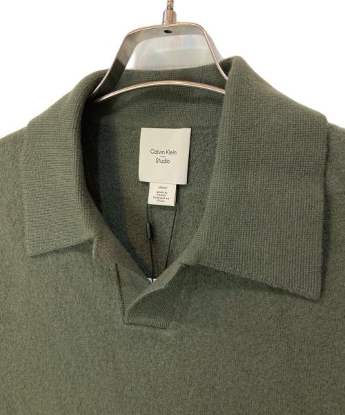 Calvin Klein Studio（カルバンクラインスタジオ）Calvin Klein Studio (カルバンクラインスタジオ) Ls Boiled Wool Polo(ロングスリーブボイルドウールポロ)ニットポロシャツ グリーン サイズ:S 未使用品の古着・服飾アイテム