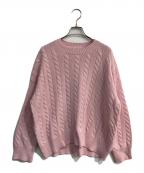 LOEWEロエベ）の古着「レザーパッチケーブルニット　S3109270CO」｜ピンク