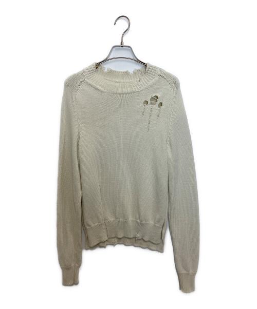 Maison Margiela（メゾンマルジェラ）Maison Margiela (メゾンマルジェラ) クラッシュドサイドスリッドニット ホワイト サイズ:Sの古着・服飾アイテム