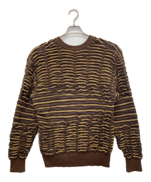 ISSEY MIYAKE（イッセイミヤケ）ISSEY MIYAKE (イッセイミヤケ) Vネック3Dニット ブラウン サイズ:Mの古着・服飾アイテム