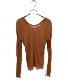 hakuji（ハクジ）の古着「Sheer rib ロングスリーブ プルオーバー」｜ブラウン