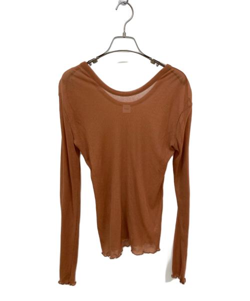 hakuji（ハクジ）hakuji (ハクジ) Sheer rib ロングスリーブ プルオーバー ブラウン サイズ:FREEの古着・服飾アイテム