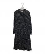 BEARDSLEYビアズリー）の古着「ドットギャザーワンピース」｜ブラック