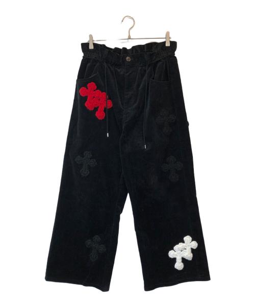 SYUMAN.（シュウマン）SYUMAN. (シュウマン) Ravioli Easy Trousers Type Velours ブラック サイズ:１の古着・服飾アイテム