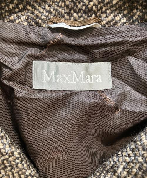 MaxMara（マックスマーラ）MaxMara (マックスマーラ) スタンドカラーツイードコート ブラウン サイズ:38の古着・服飾アイテム