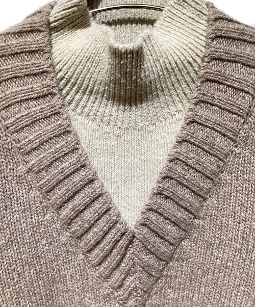 BOTTEGA VENETA（ボッテガベネタ）BOTTEGA VENETA (ボッテガベネタ) ウールレイヤードセーター ブラウン×アイボリー サイズ:XLの古着・服飾アイテム