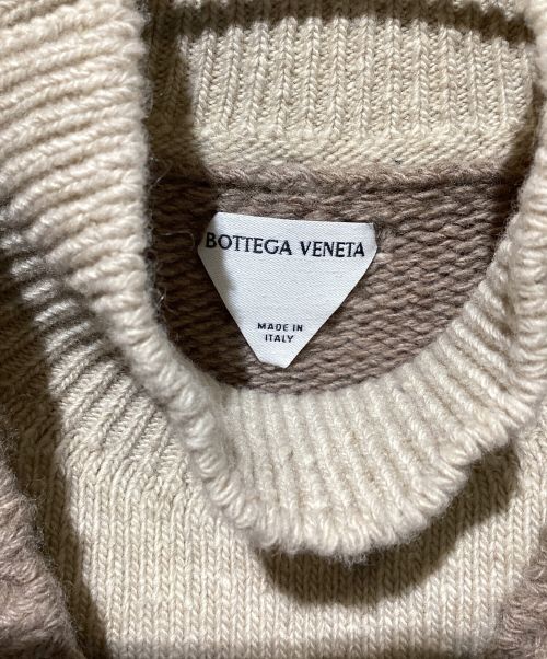 BOTTEGA VENETA（ボッテガベネタ）BOTTEGA VENETA (ボッテガベネタ) ウールレイヤードセーター ブラウン×アイボリー サイズ:XLの古着・服飾アイテム