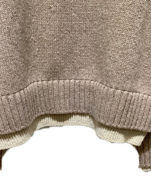 BOTTEGA VENETA（ボッテガベネタ）BOTTEGA VENETA (ボッテガベネタ) ウールレイヤードセーター ブラウン×アイボリー サイズ:XLの古着・服飾アイテム