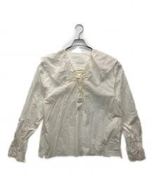 CITYSHOP（シティショップ）の古着「LACE-UP SMOCK：ブラウス」｜ホワイト