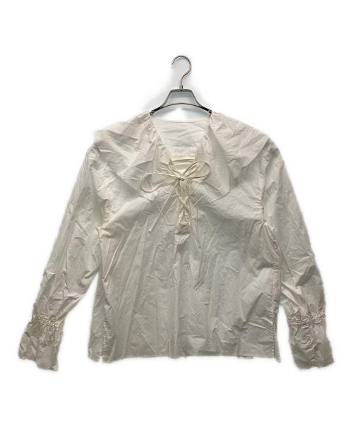 CITYSHOP（シティショップ）CITYSHOP (シティショップ) LACE-UP SMOCK：ブラウス ホワイト サイズ:‐の古着・服飾アイテム
