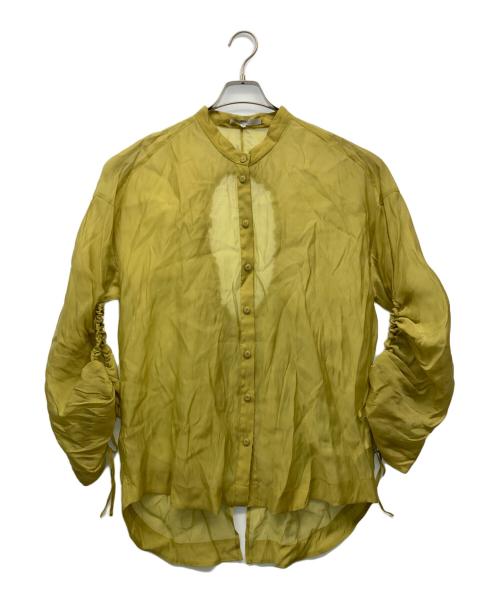 UN3D.（アンスリード）UN3D. (アンスリード) ギャザーオープンシャツ ライトグリーン サイズ:Freeの古着・服飾アイテム