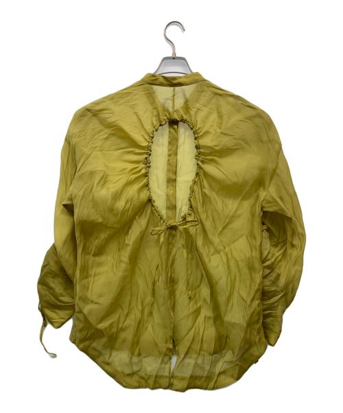 UN3D.（アンスリード）UN3D. (アンスリード) ギャザーオープンシャツ ライトグリーン サイズ:Freeの古着・服飾アイテム