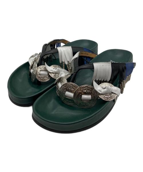 TOGA PULLA（トーガ プルラ）TOGA PULLA (トーガ プルラ) メタルトングサンダル グリーン サイズ:SIZE37の古着・服飾アイテム