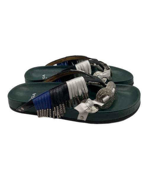 TOGA PULLA（トーガ プルラ）TOGA PULLA (トーガ プルラ) メタルトングサンダル グリーン サイズ:SIZE37の古着・服飾アイテム