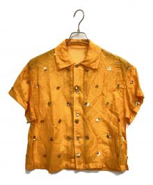 YOU LOOK GOOD×JOURNAL STANDARD（ユールックグッド×ジャーナルスタンダード）の古着「シアーリネンスパンコールシャツ」｜オレンジ