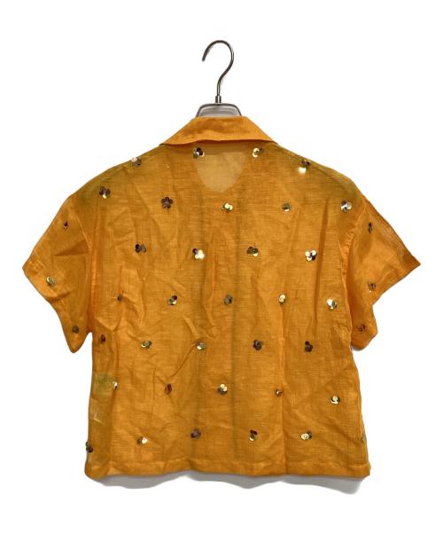 YOU LOOK GOOD（ユールックグッド）YOU LOOK GOOD (ユールックグッド) JOURNAL STANDARD (ジャーナルスタンダード) シアーリネンスパンコールシャツ オレンジ サイズ:Freeの古着・服飾アイテム