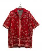 ALANUIアラヌイ）の古着「バンダナ柄ジャガードニットシャツ」｜レッド