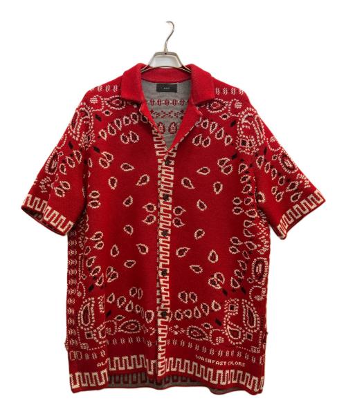 ALANUI（アラヌイ）ALANUI (アラヌイ) バンダナ柄ジャガードニットシャツ レッド サイズ:Мの古着・服飾アイテム