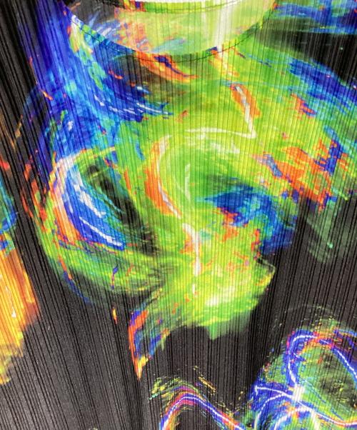 PLEATS PLEASE（プリーツプリーズ）PLEATS PLEASE (プリーツプリーズ) SPECTRUM RIB/ドルマンスリーブブラウス BLACK/BRIGHT GREEN サイズ:3の古着・服飾アイテム