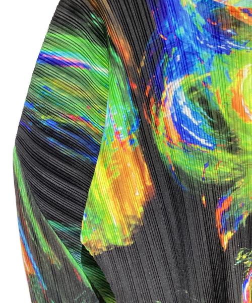 PLEATS PLEASE（プリーツプリーズ）PLEATS PLEASE (プリーツプリーズ) SPECTRUM RIB/ドルマンスリーブブラウス BLACK/BRIGHT GREEN サイズ:3の古着・服飾アイテム