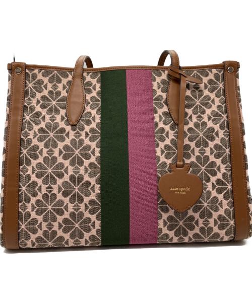 Kate Spade（ケイトスペード）Kate Spade (ケイトスペード) フラワージャガードストライプミディアムトートバッグの古着・服飾アイテム