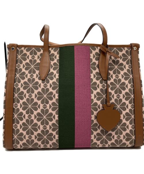 Kate Spade（ケイトスペード）Kate Spade (ケイトスペード) フラワージャガードストライプミディアムトートバッグの古着・服飾アイテム