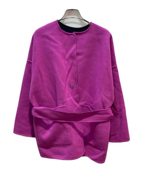 Demi-Luxe Beams（デミルクス ビームス）Demi-Luxe BEAMS (デミルクス ビームス) ミドル丈リバーコート NV/MAGENTA サイズ:34 未使用品の古着・服飾アイテム