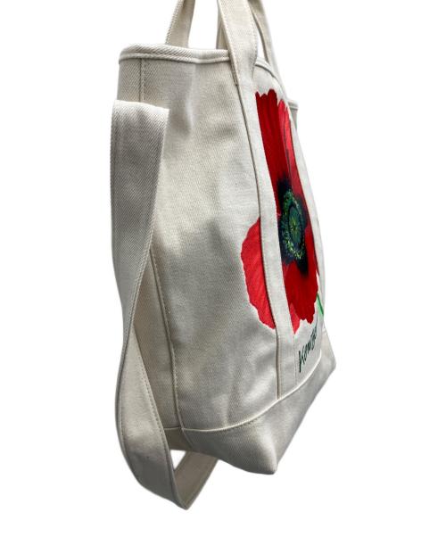 KENZO（ケンゾー）KENZO (ケンゾー) Poppyトートバッグ ベージュ×レッドの古着・服飾アイテム