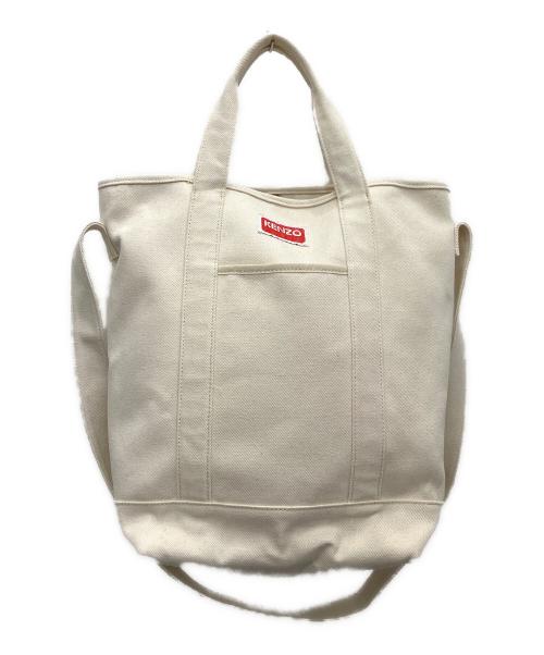 KENZO（ケンゾー）KENZO (ケンゾー) Poppyトートバッグ ベージュ×レッドの古着・服飾アイテム